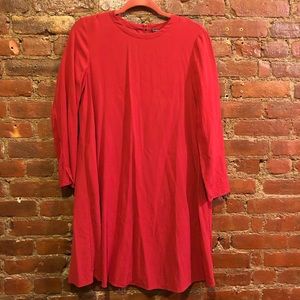 Eileen Fisher Red Silk Long Sleeve Dress
